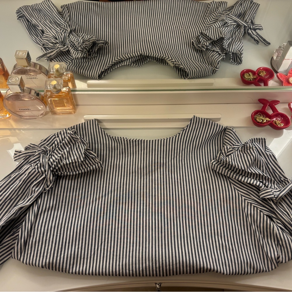 J.O.A. Navy and White Striped Top
